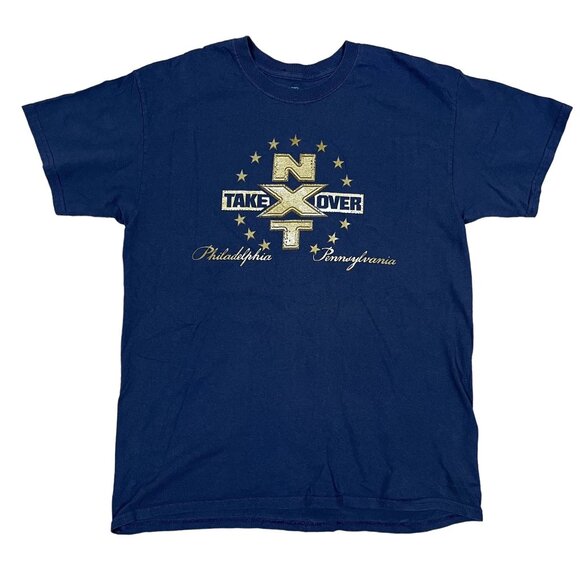 WWE NXT Takeover Philadelphia PA 2018 Pro Wrestling Blue T-Shirt Size Large - Picture 1 of 5